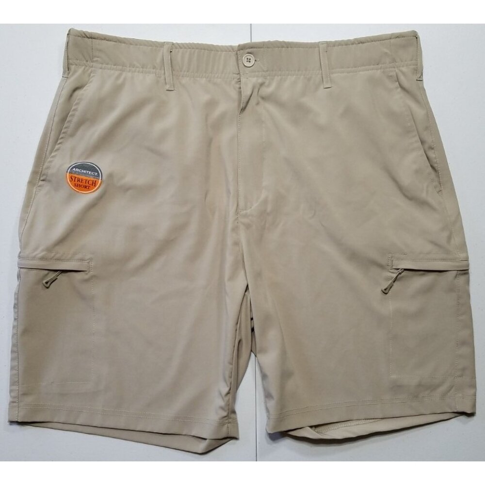 Architect Active Flex Zip Performance Cargo Shorts Stone 9" Inseam Men's 42 NWT